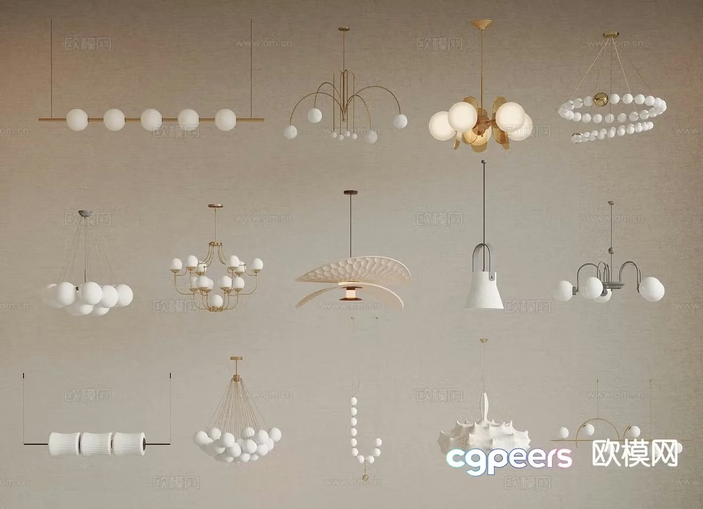 Cream style chandelier hall chandelier small chandelier 3d model