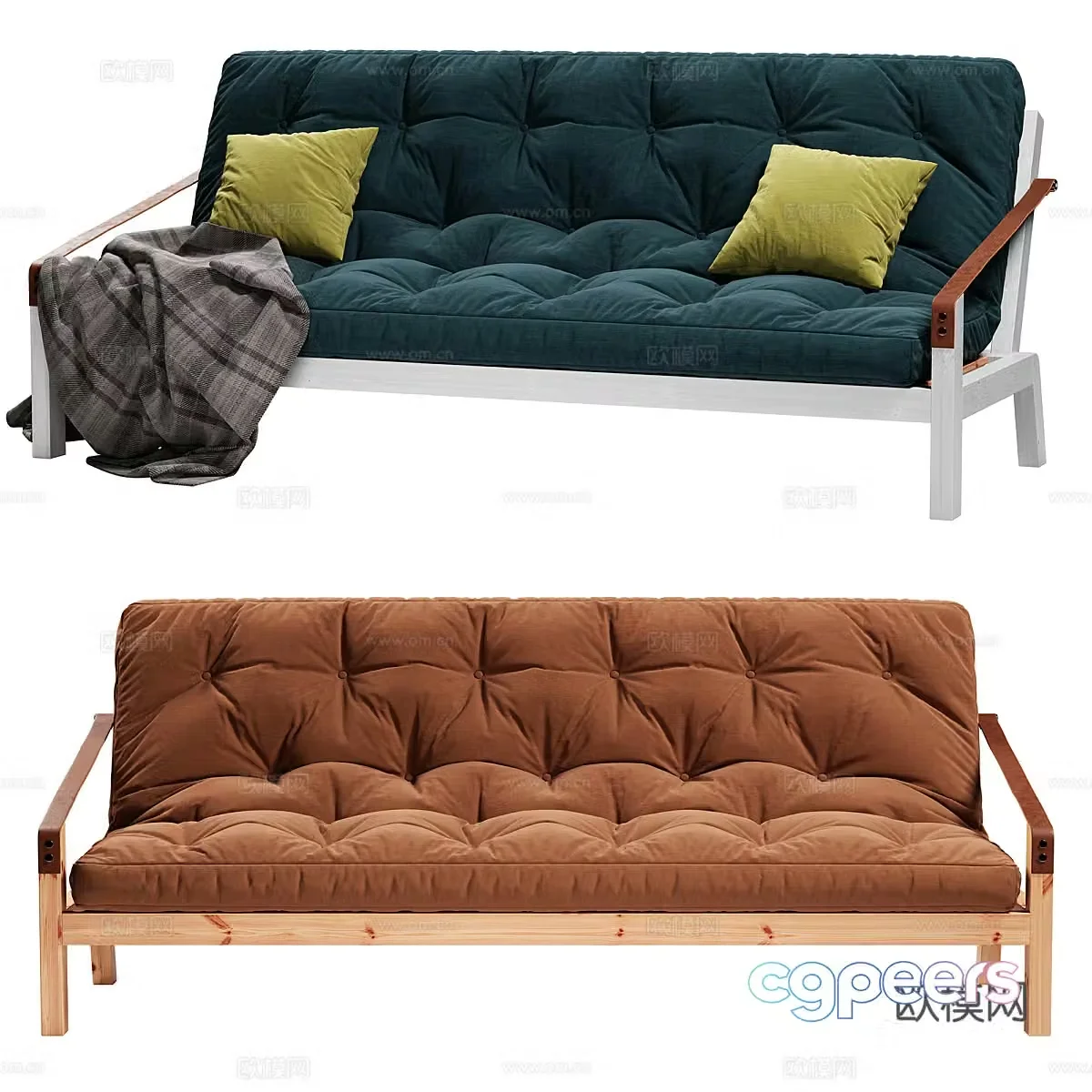 3d model of double sofa
