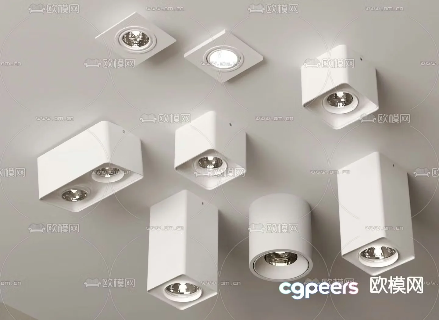 Long downlight surface mounted downlight spotlight 3d model
