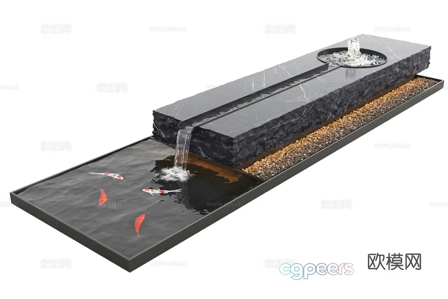 Modern water landscape water bowl flowing water pool 3d model
