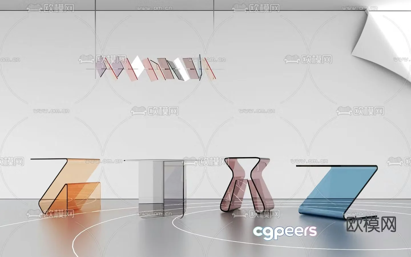 Acrylic stool special shaped stool 3d model