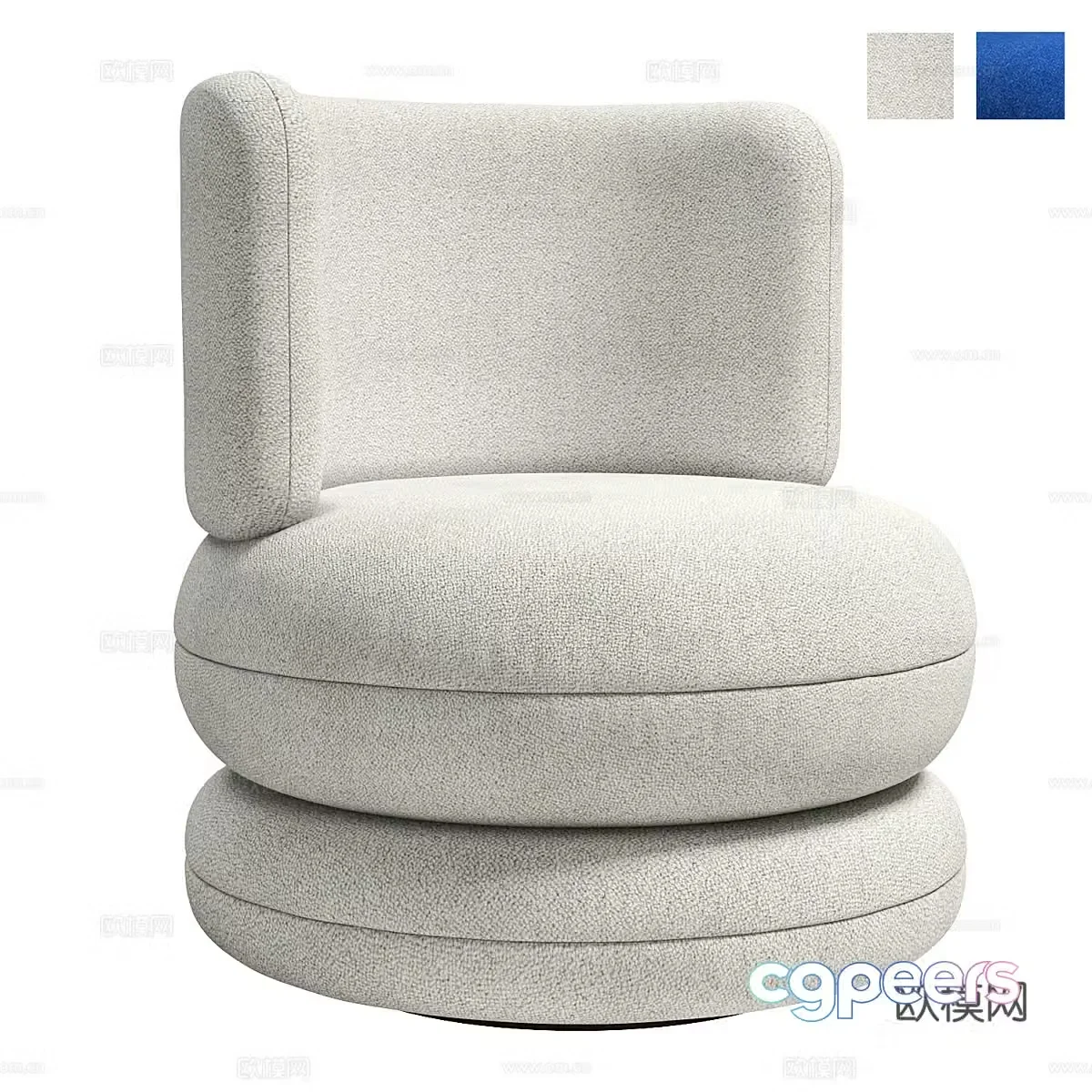 Modern Italian minimalist round fabric armchair 3d model