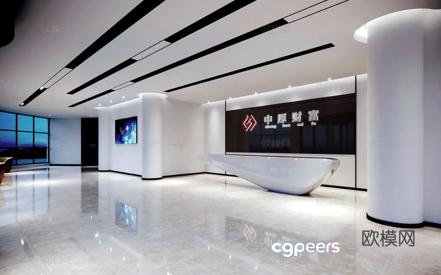 Company front desk reception 3d model