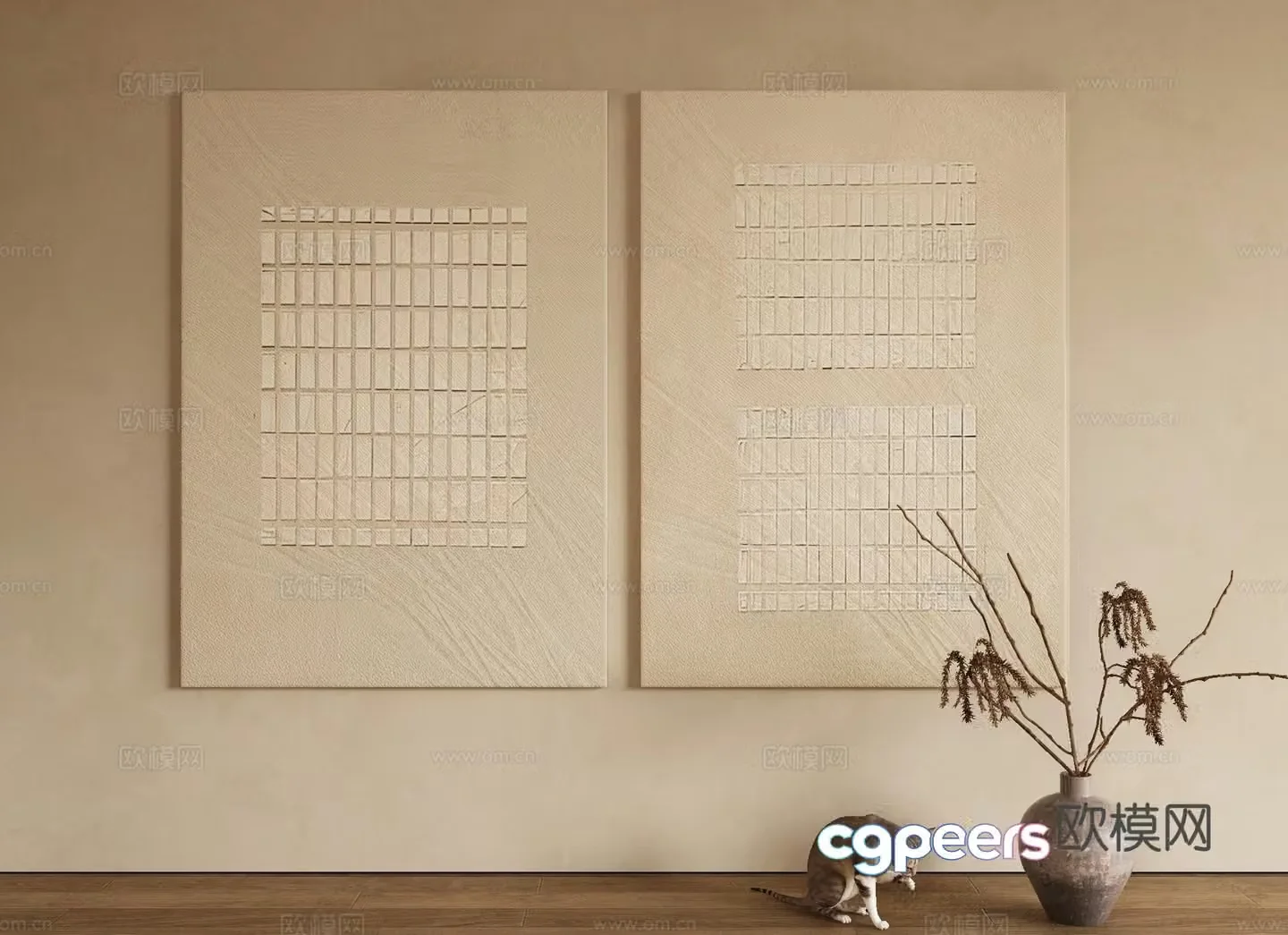 Modern decorative painting texture painting hanging painting 3d model
