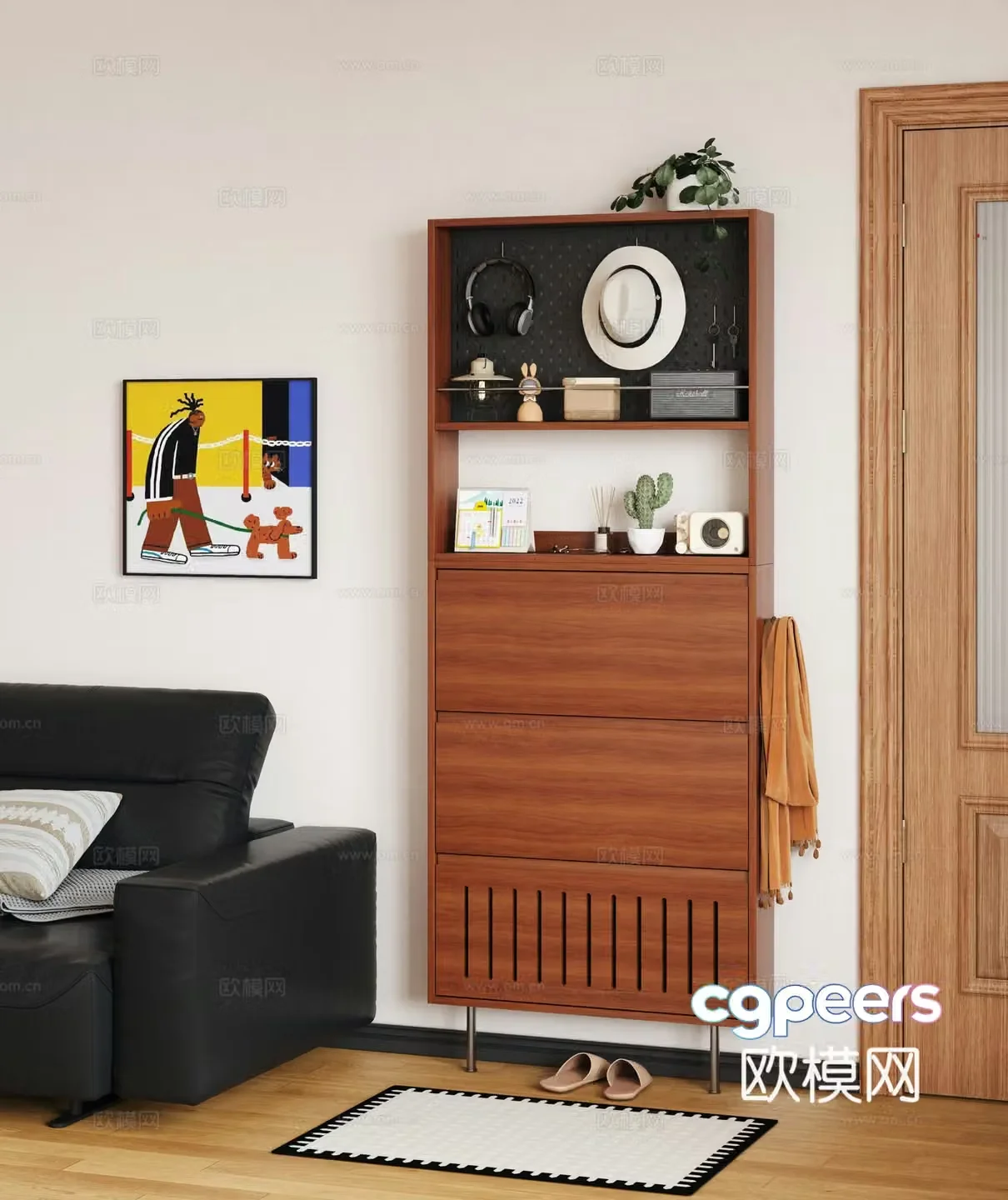 Modern medieval shoe cabinet finished shoe cabinet porch shoe cabinet half-high shoe cabinet 3D model