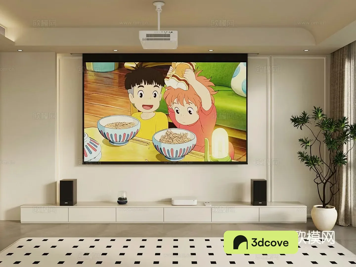 Modern projection screen audio