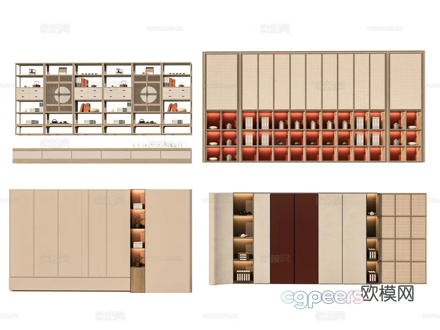 New Chinese style Chinese tea cabinet Tea cabinet Back cabinet Tea room teahouse cabinet Tea set Exhibition rack Bogu rack 3D model