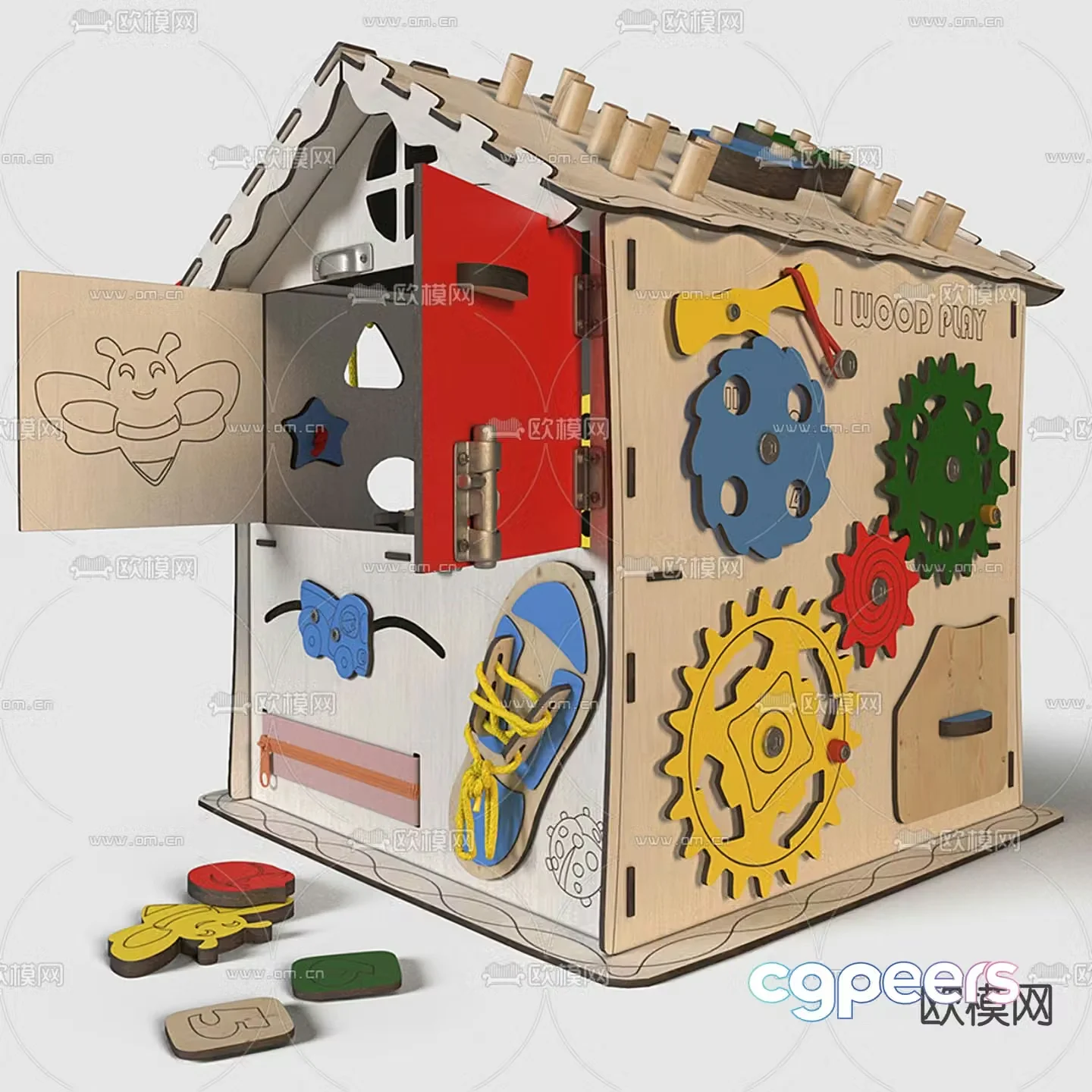 Building block toy cabin 3d model