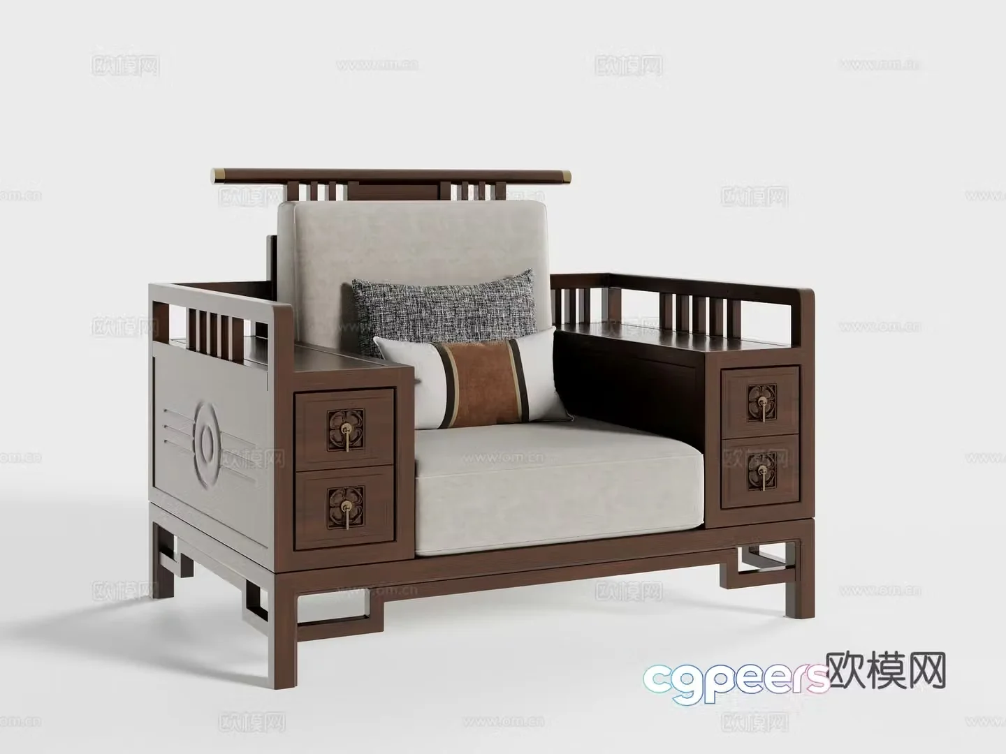 New Chinese single sofa 3D model