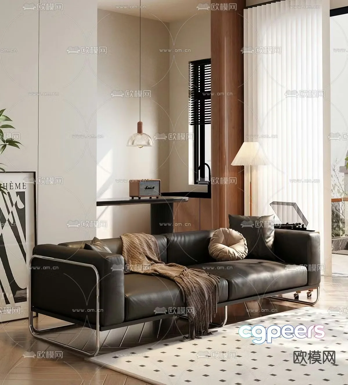 Medieval style double sofa 3d model
