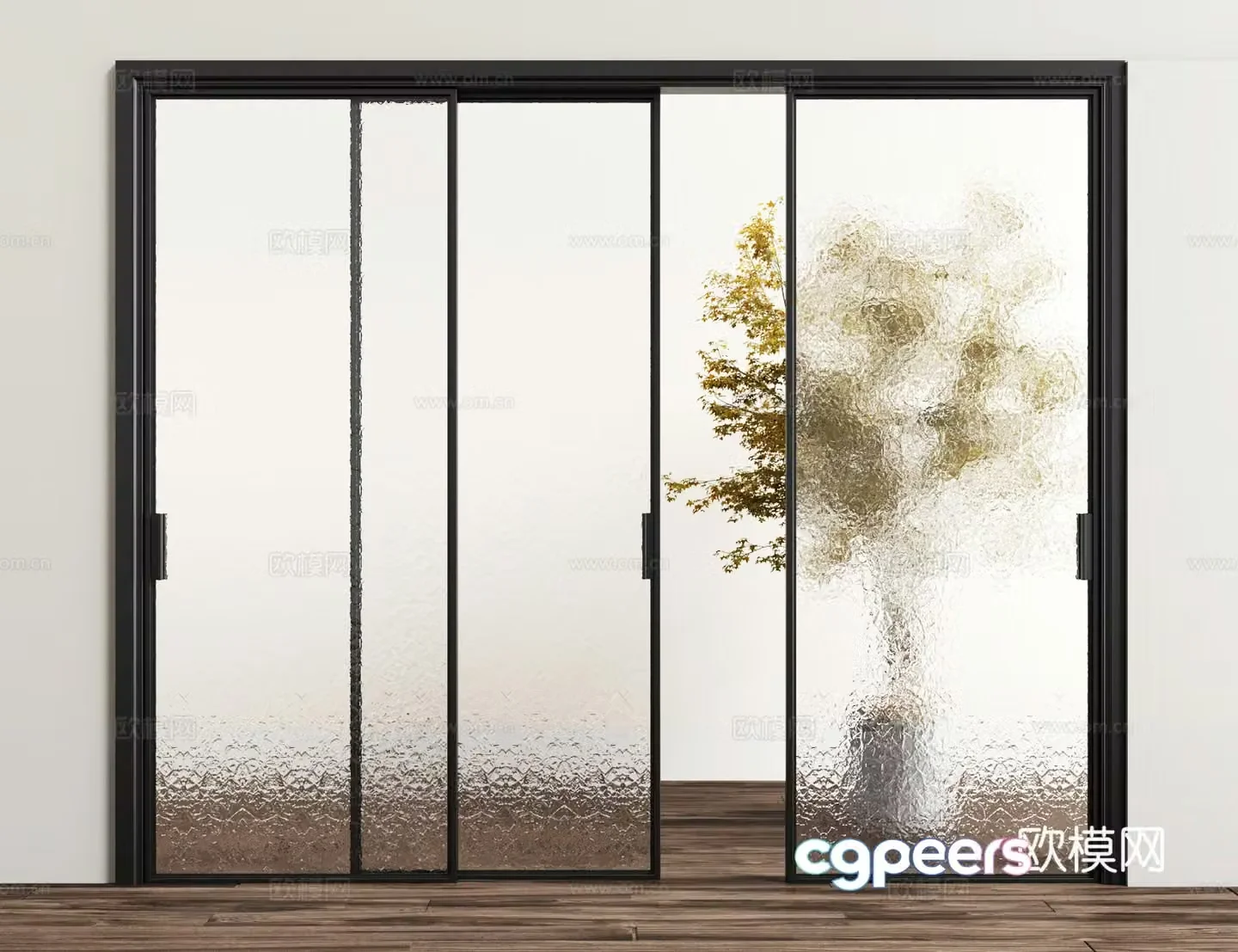 Modern glass sliding door 3d model