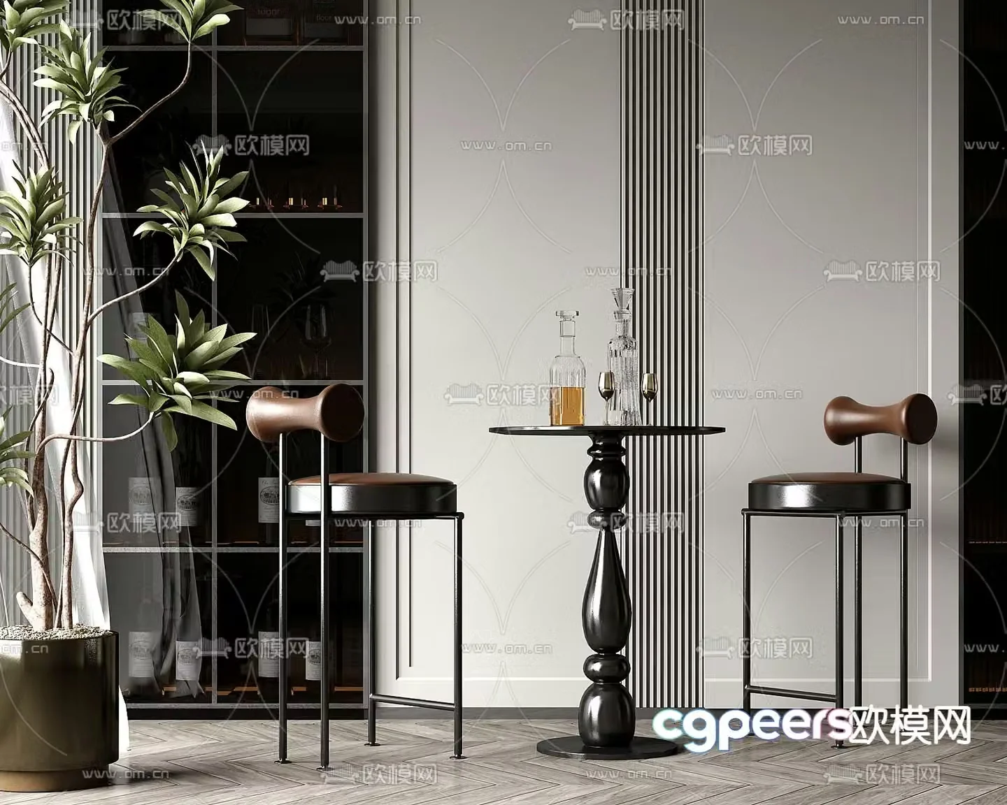 Modern bar stool bar stool high stool table 3d model