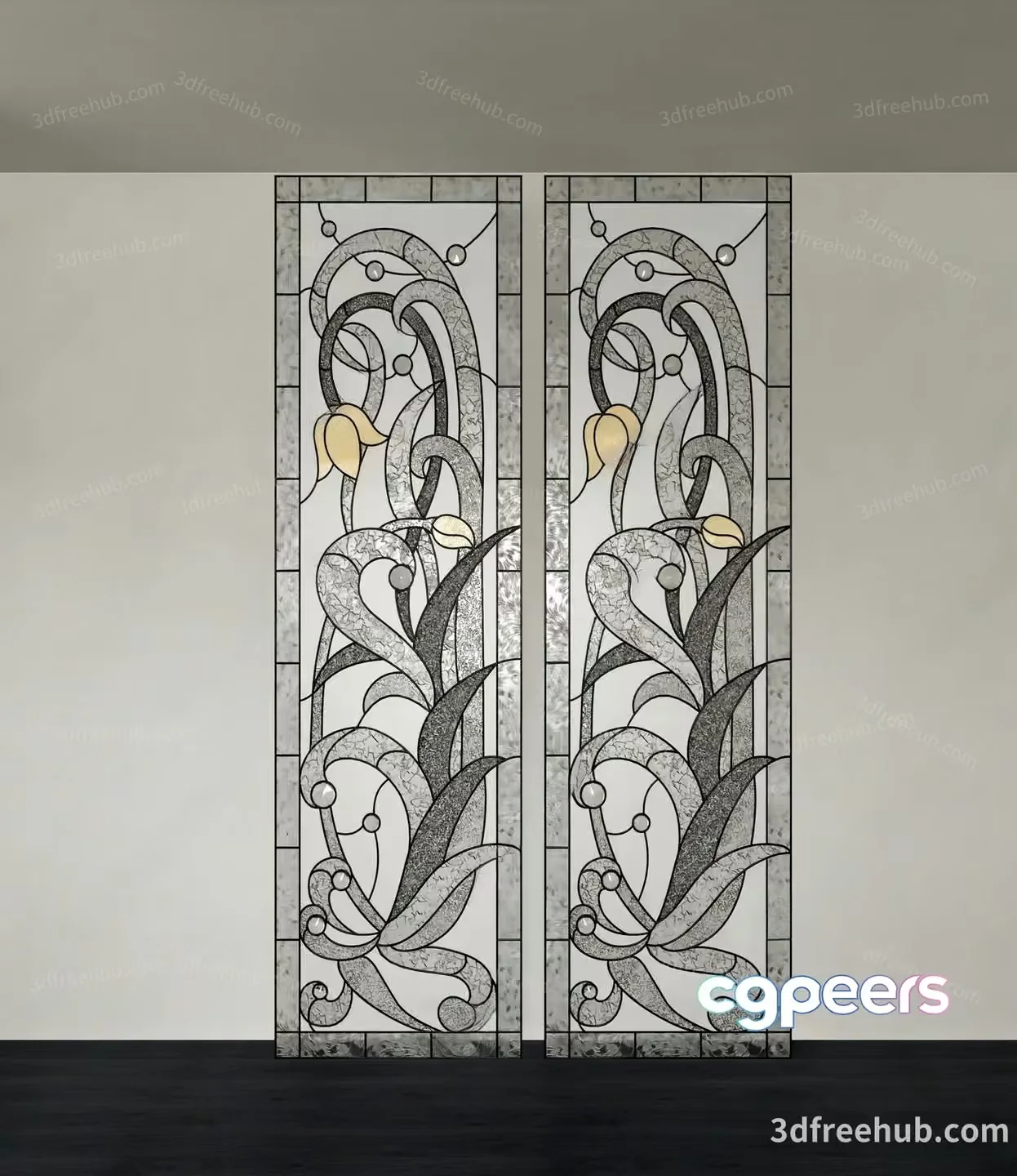 Artistic Stained Glass Panels 3D Model – 20941 – VRAY Render