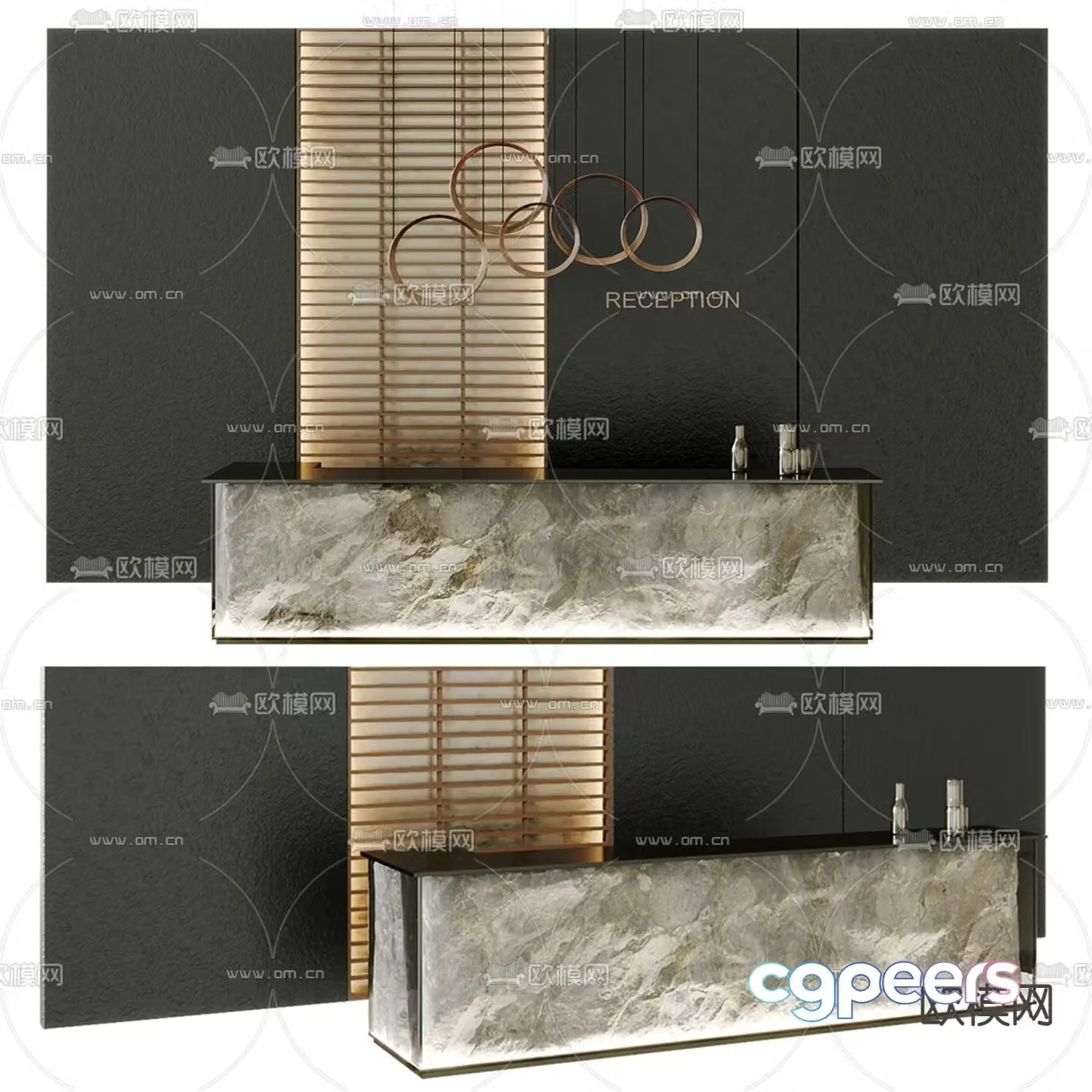 Modern front desk reception desk 3d model