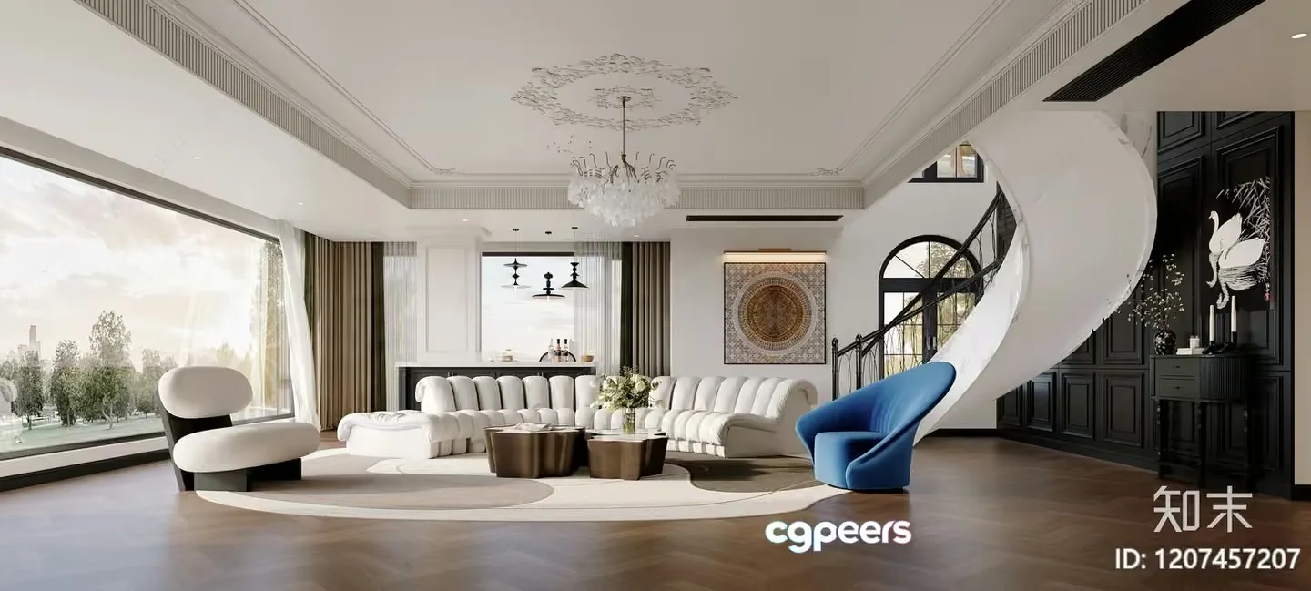 Modern Living Room 3D Model – 19473 – VRAY Render