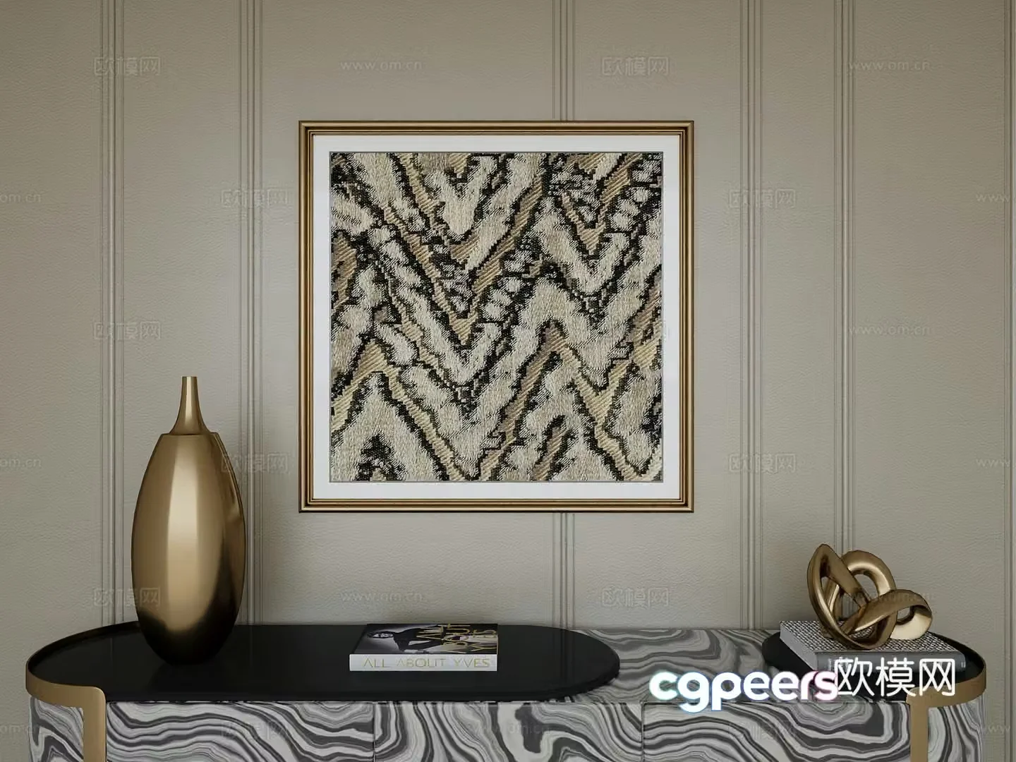 Italian light luxury high-end hanging painting 3D model