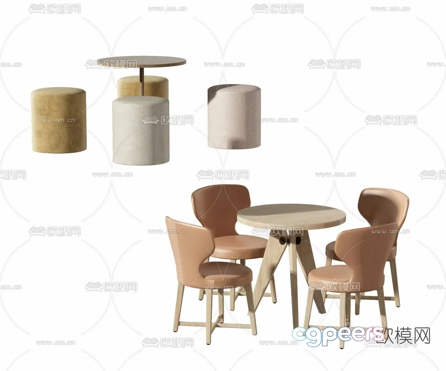Modern children’s table and chair 3d model