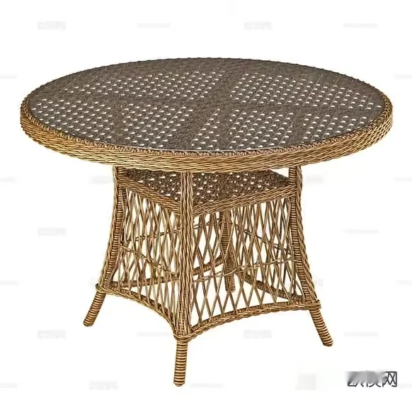 Rattan Table With A Woven Pattern 3D Model – 977 – VRAY Render
