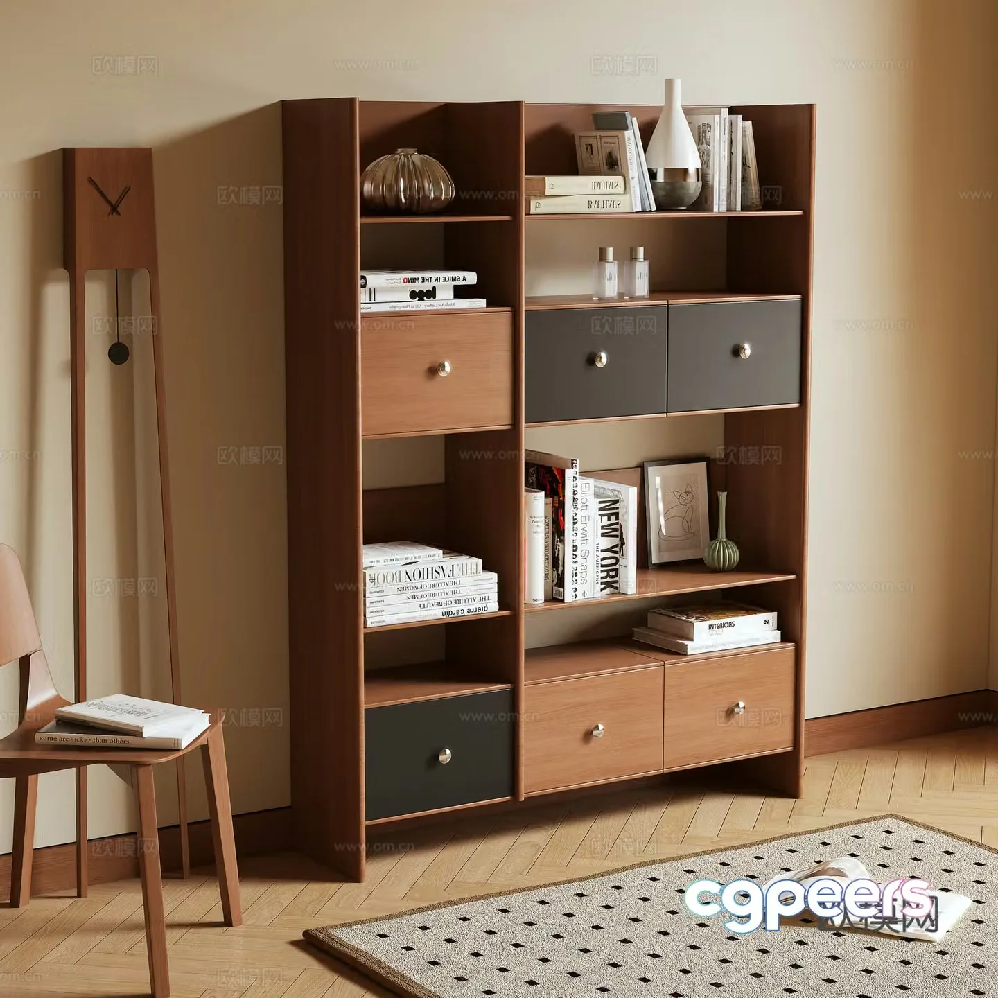 3D model of medieval style bookcase