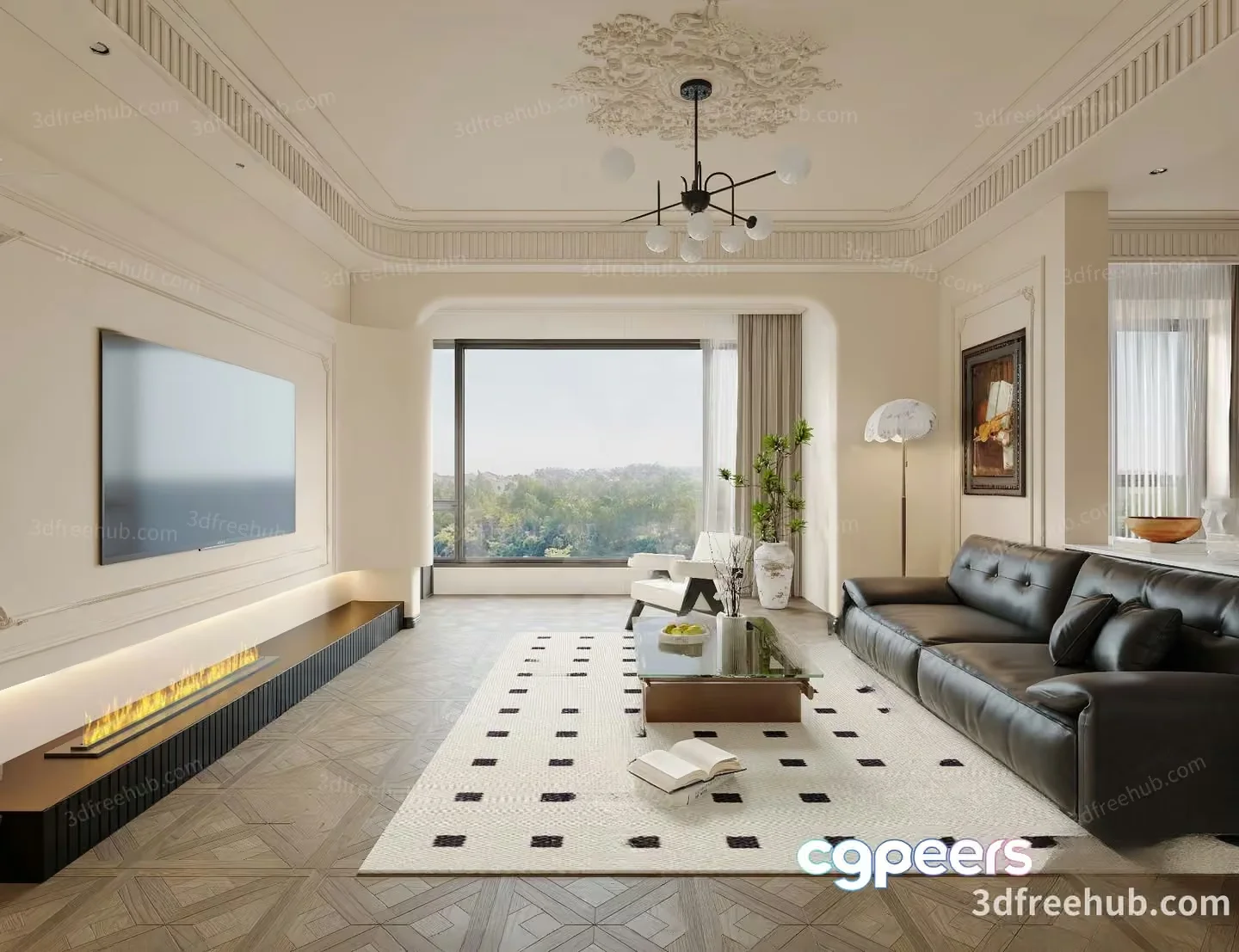 Modern Living Room 3D Model – 23184 – VRAY Render