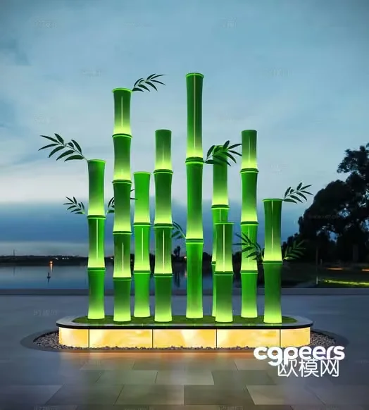Green Bamboo Sculpture 3D Model – 17018 – CORONA Render