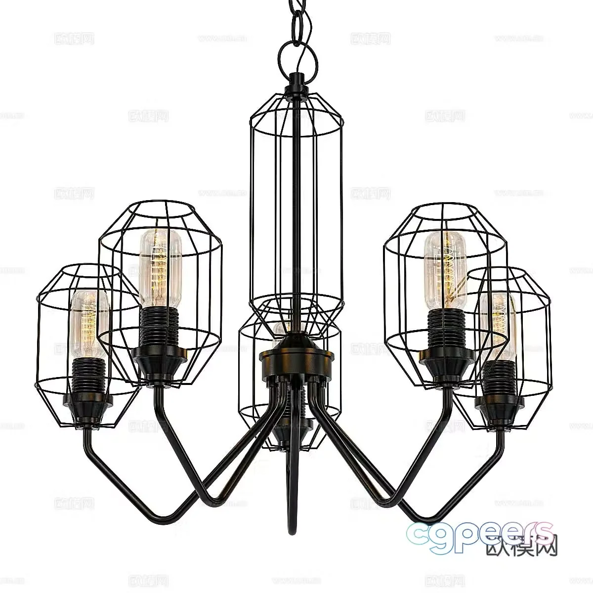 Industrial style chandelier hall chandelier 3d model