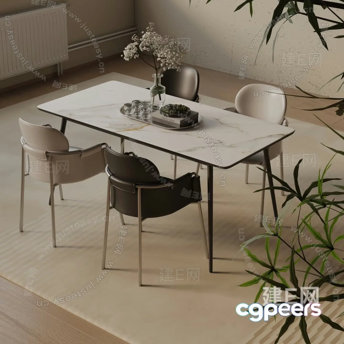 Modern Dining Room 3D Model – 4891 – VRAY Render