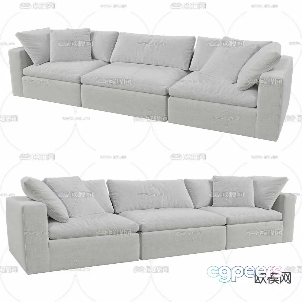 Modern three-person sofa upholstered sofa 3d model