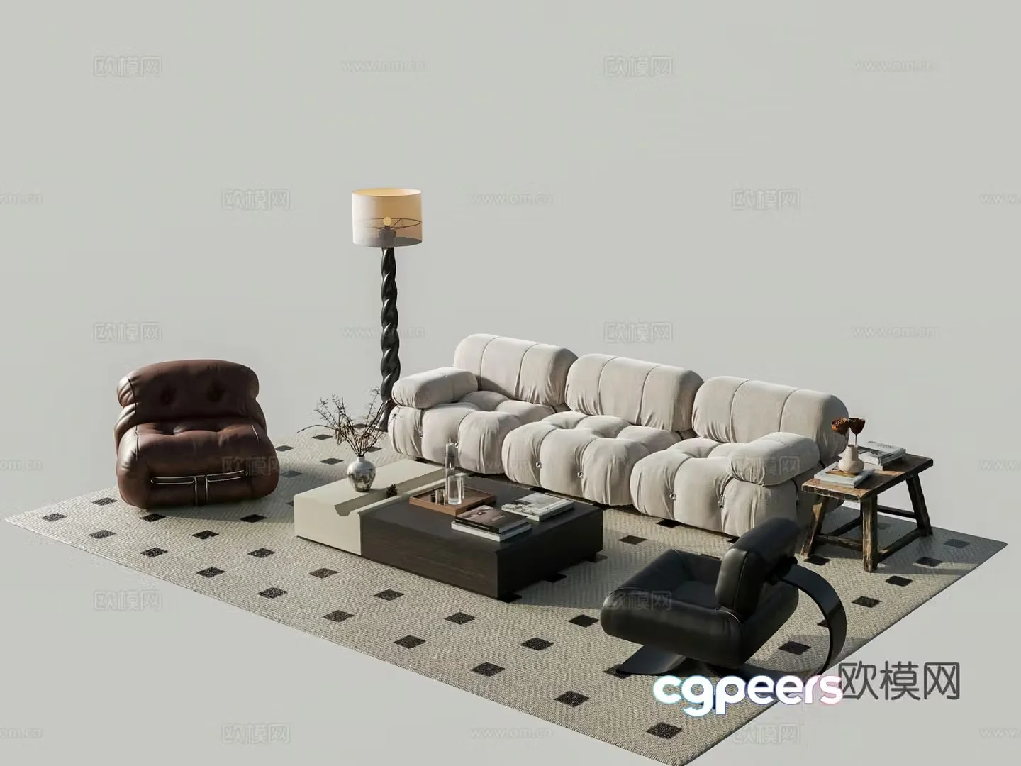 Medieval style modular sofa 3D model