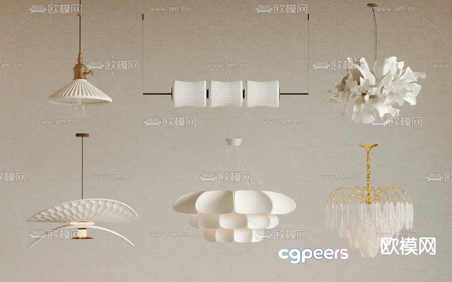 Cream style chandelier hall chandelier 3d model