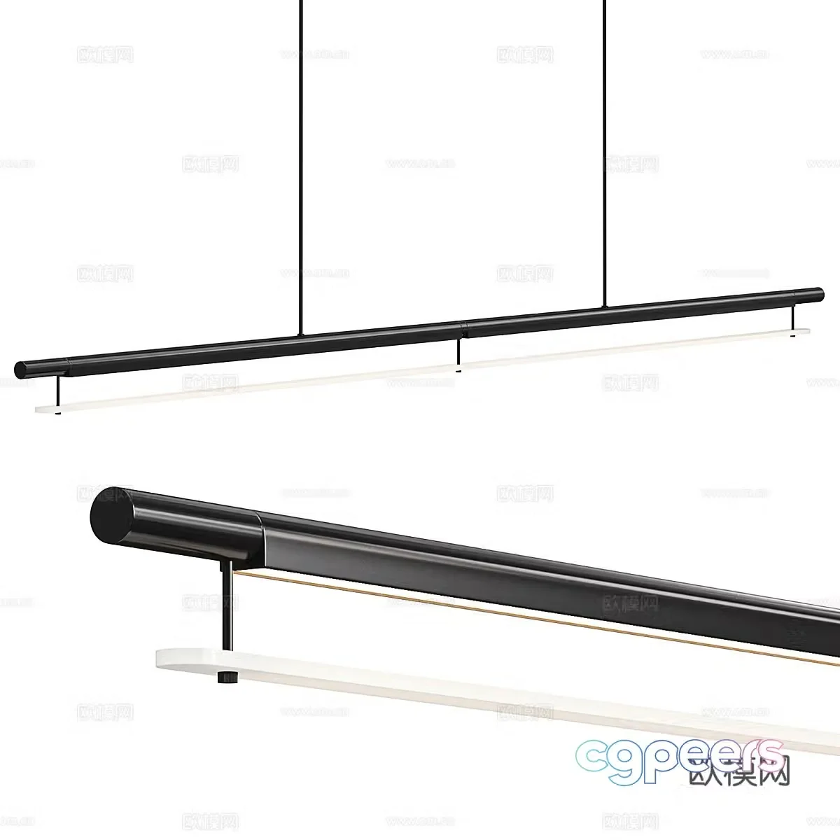 Modern light luxury strip chandeliers 3D model
