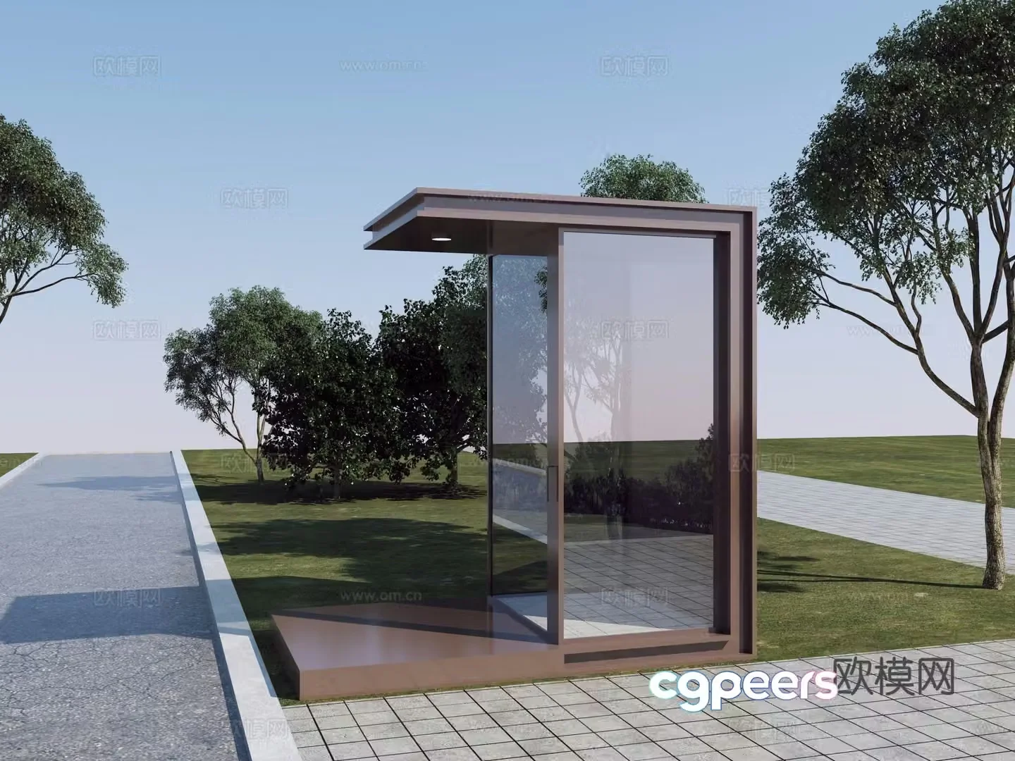 Modern small public building_boost_security booth_stand guard booth 3D model
