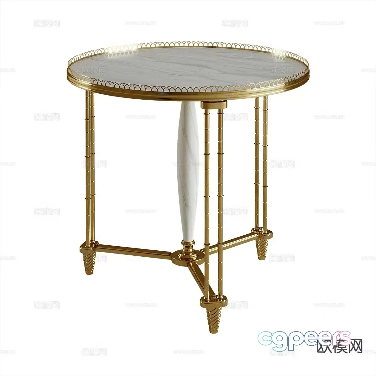 American corner table round table side table 3D model