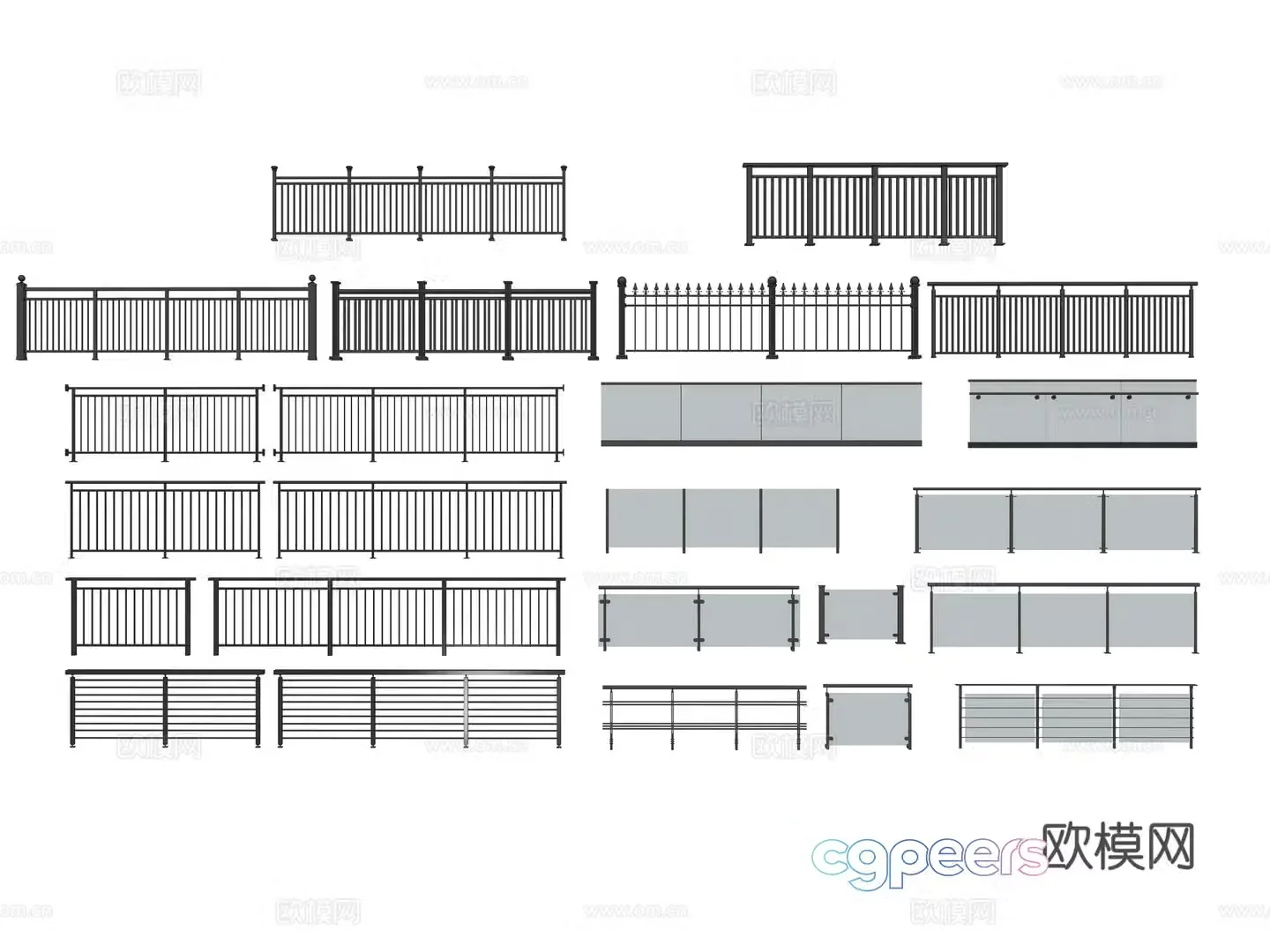 Modern glass railing 3d model