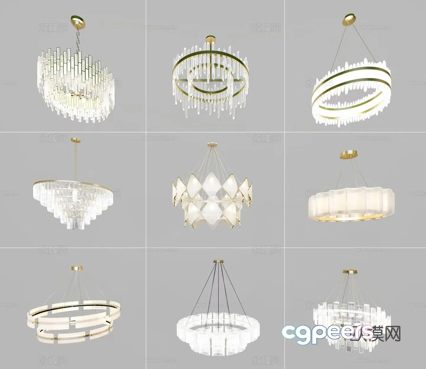Modern crystal chandelier 3d model