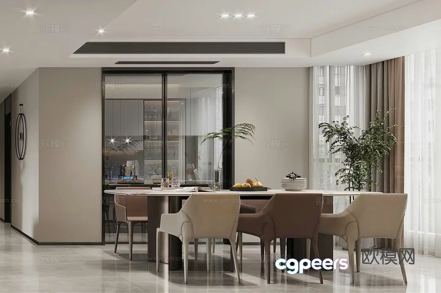 Modern restaurant Simple restaurant Dining table Modern living restaurant G5793d model