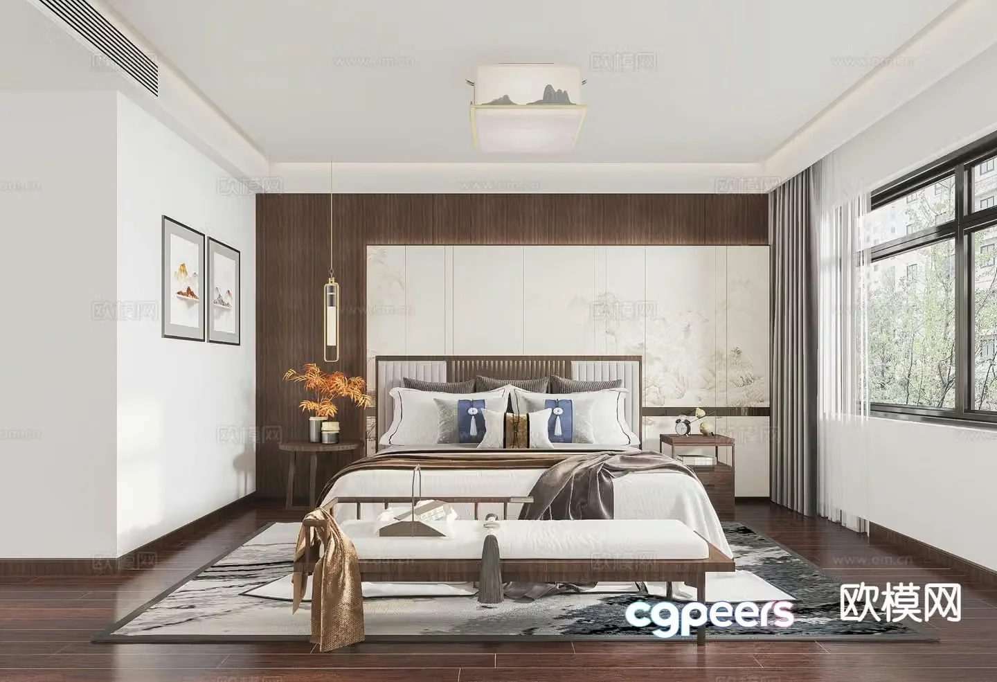 New Chinese style bedroom master bedroom 3d model