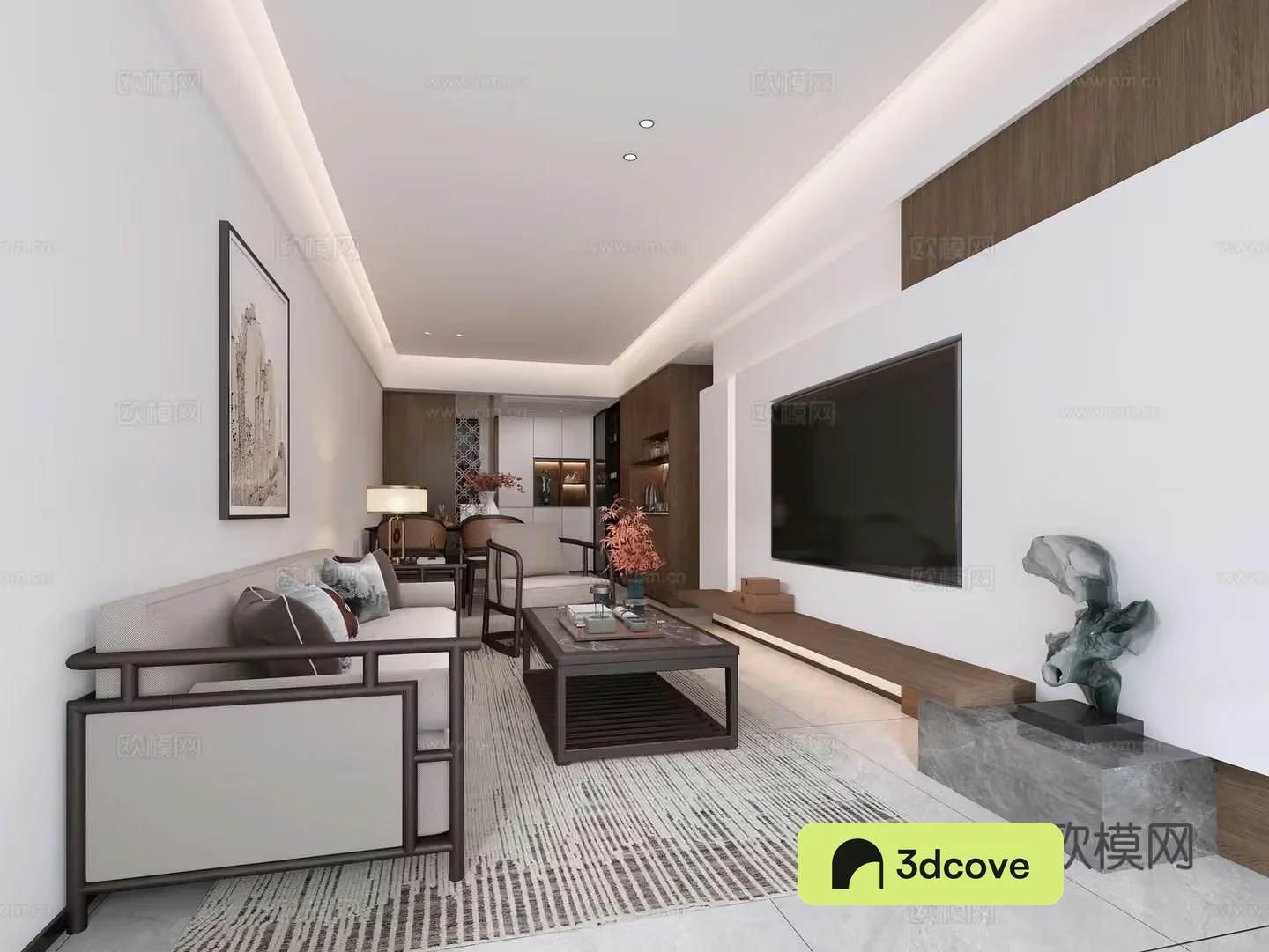 New Chinese style living and dining room