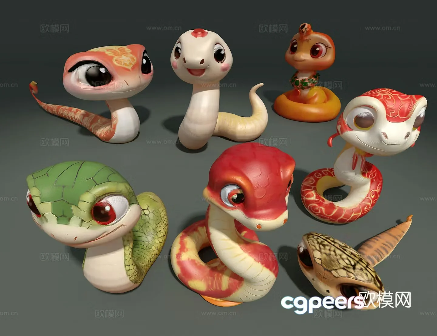 Cartoon snake 3d model