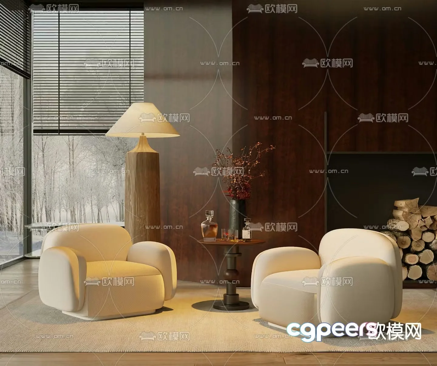 Wabi-sabi single sofa 3d model