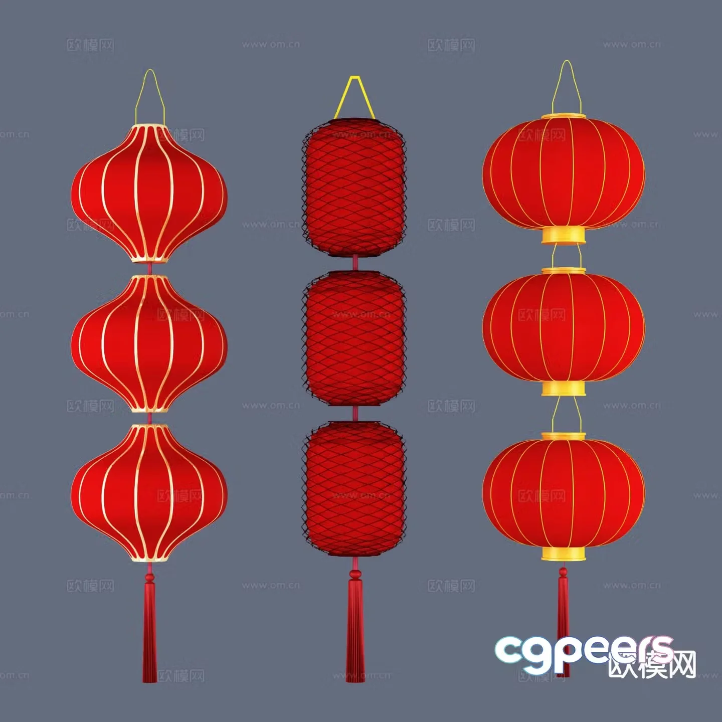 Chinese red lantern paper lantern 3d model