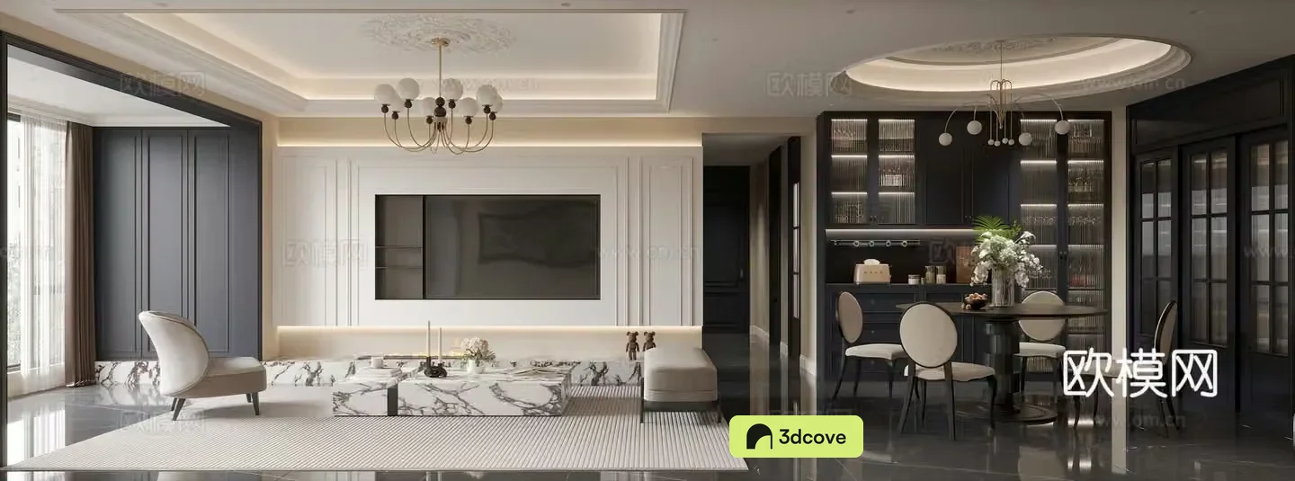 French living and dining room