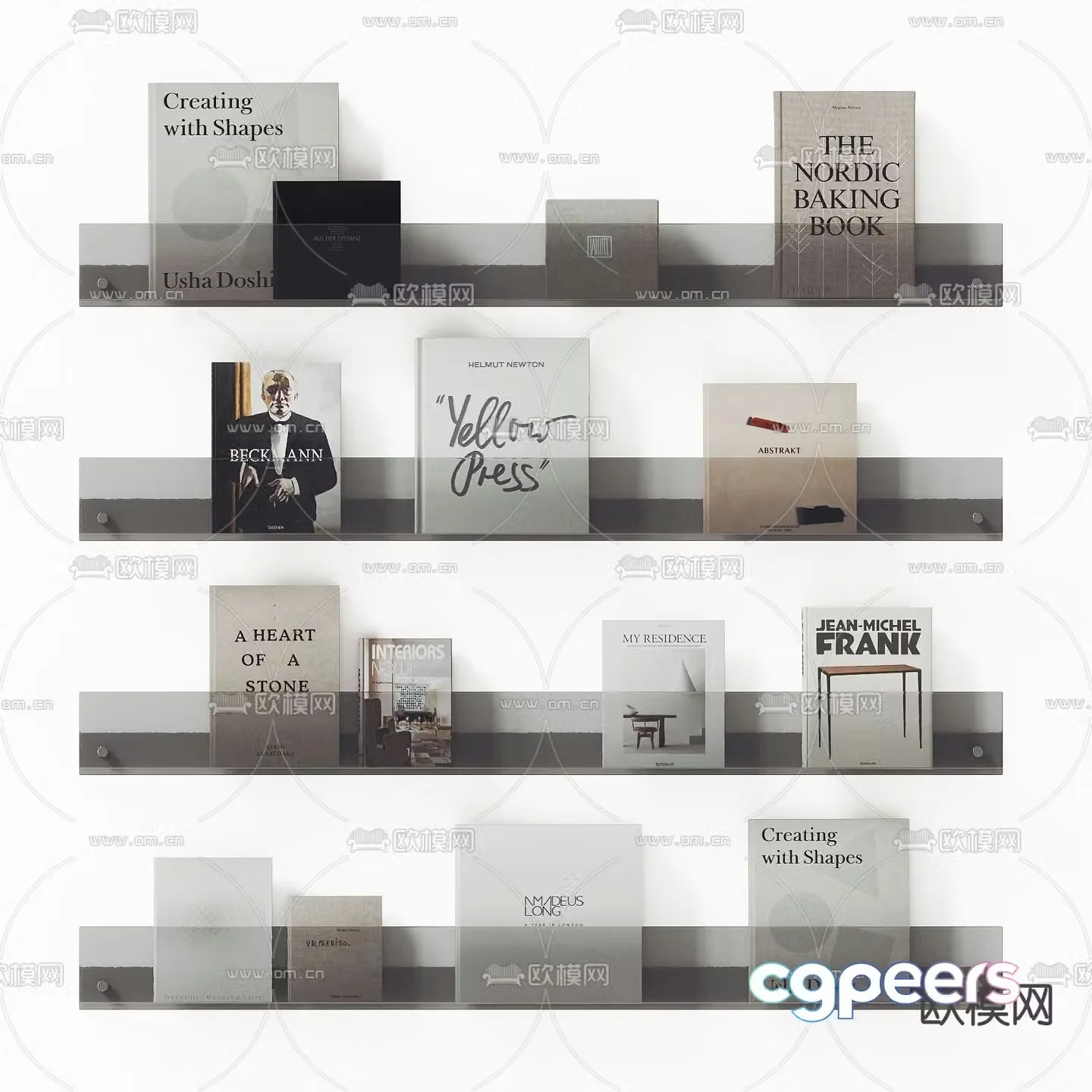 Acrylic bookshelf magazine rack 3d model