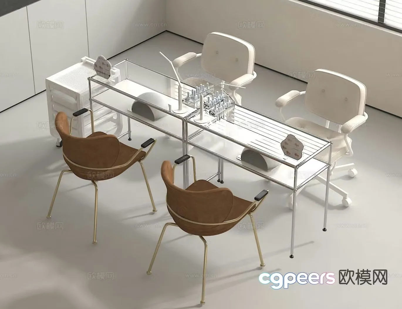 Nail art table and chairs 3d model
