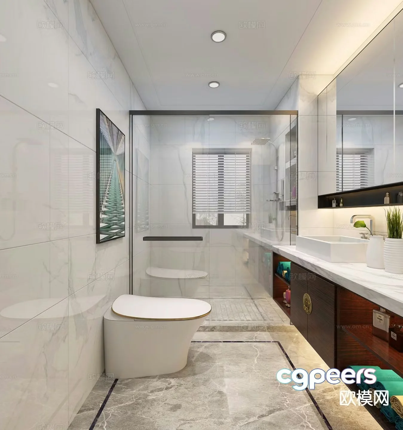 New Chinese style bathroom bathroom toilet 3d model