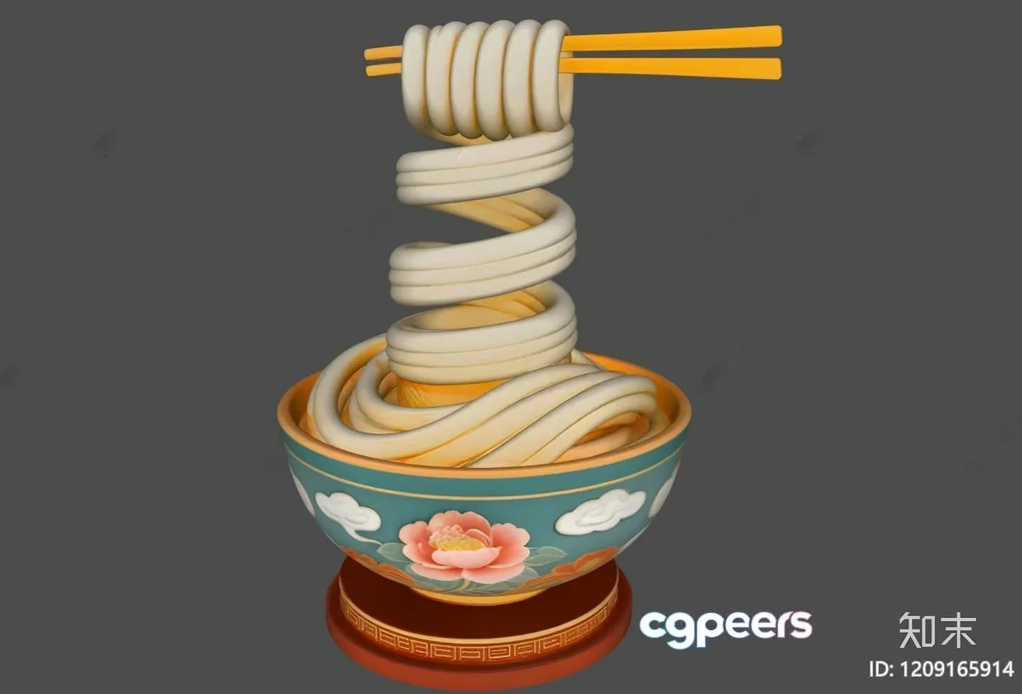 A Bowl Of Noodles With Chopsticks 3D Model – 8666 – VRAY Render
