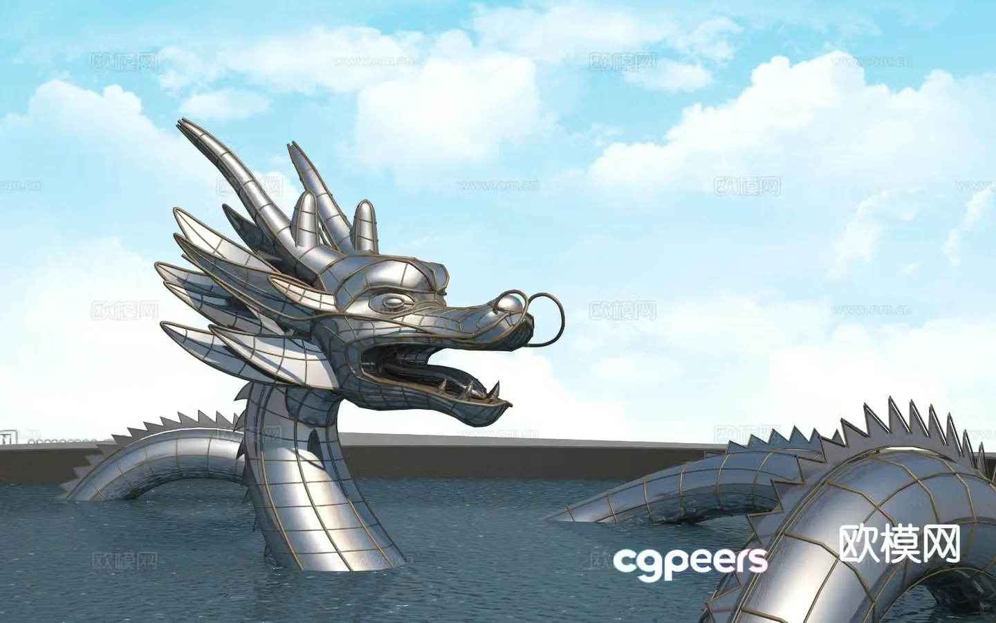 Chinese dragon sculpture 3d model