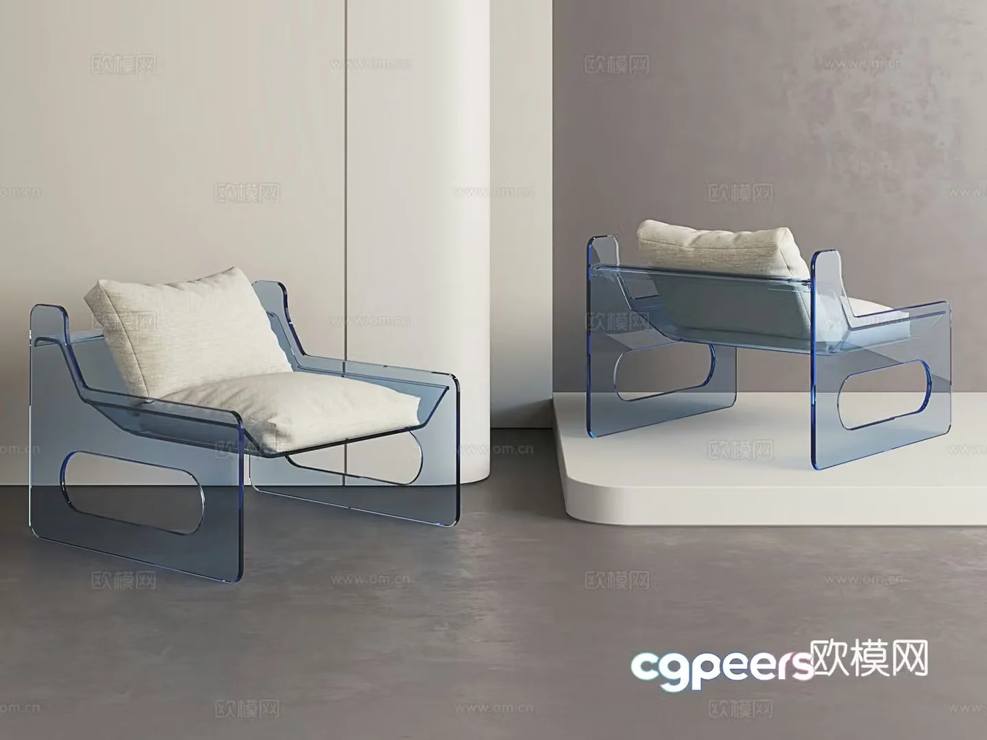 Modern acrylic lounge chair Simple transparent lounge chair 3d model