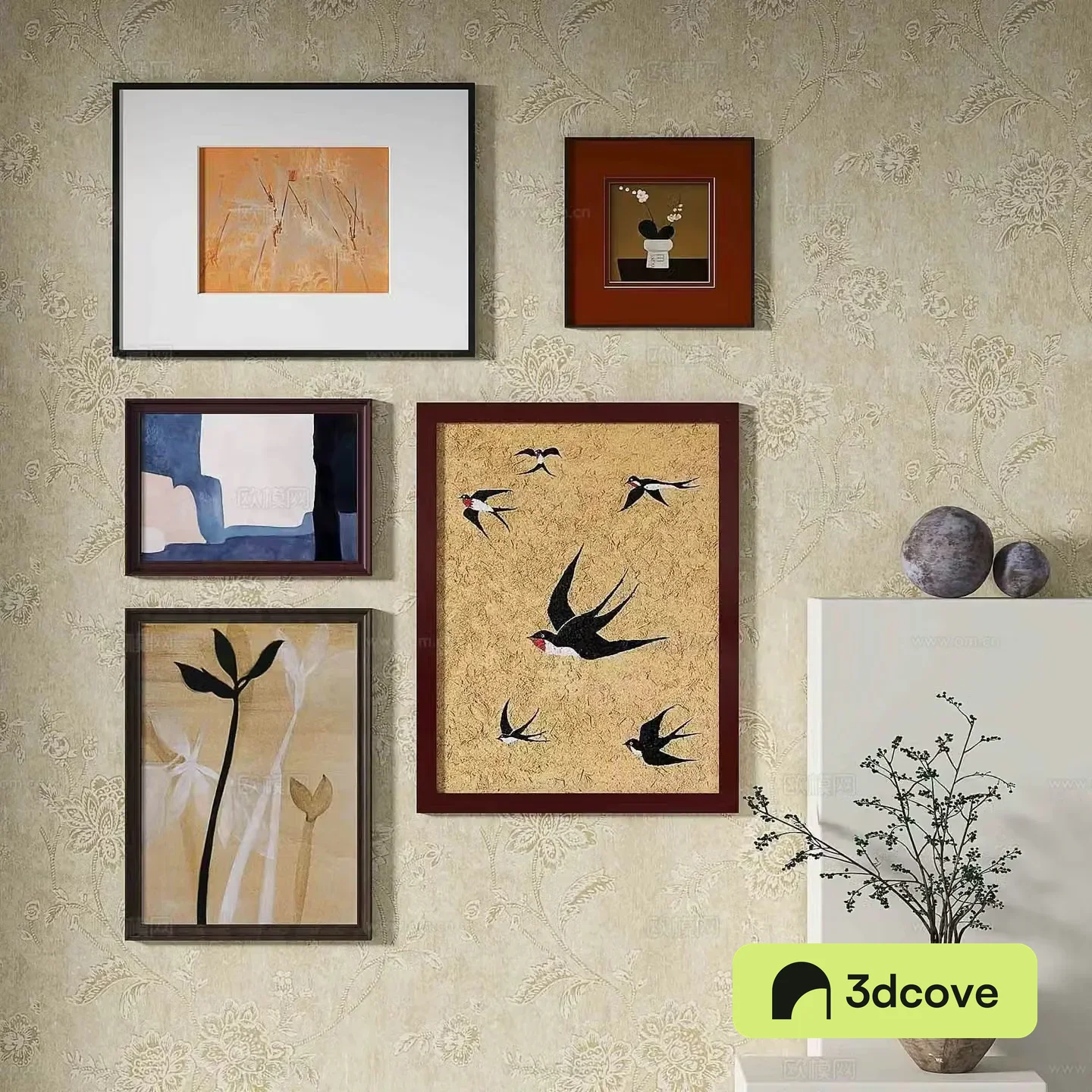 Simple European decorative painting retro painting hanging painting 3D model