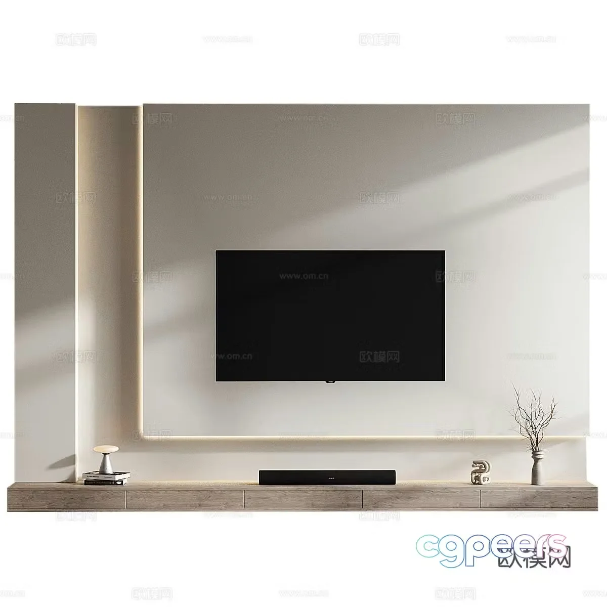 Modern minimalist TV background wall 3d model
